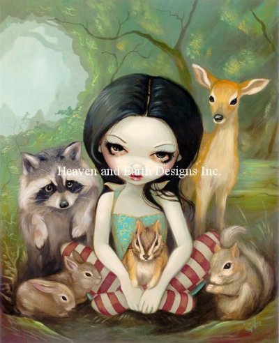 Diamond Painting Canvas - Mini Snow White And Friends - Click Image to Close